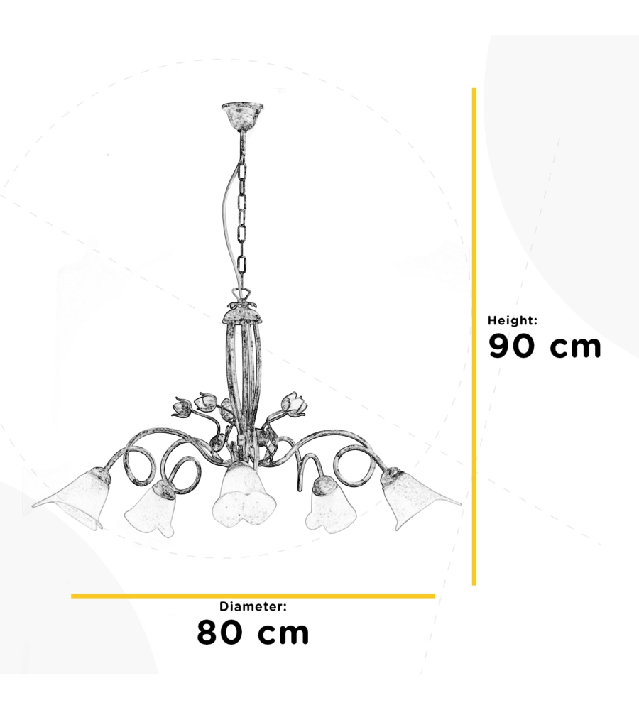 LAMPADARIO 5 LUCI ONLI "WILMA" BIANCO E14